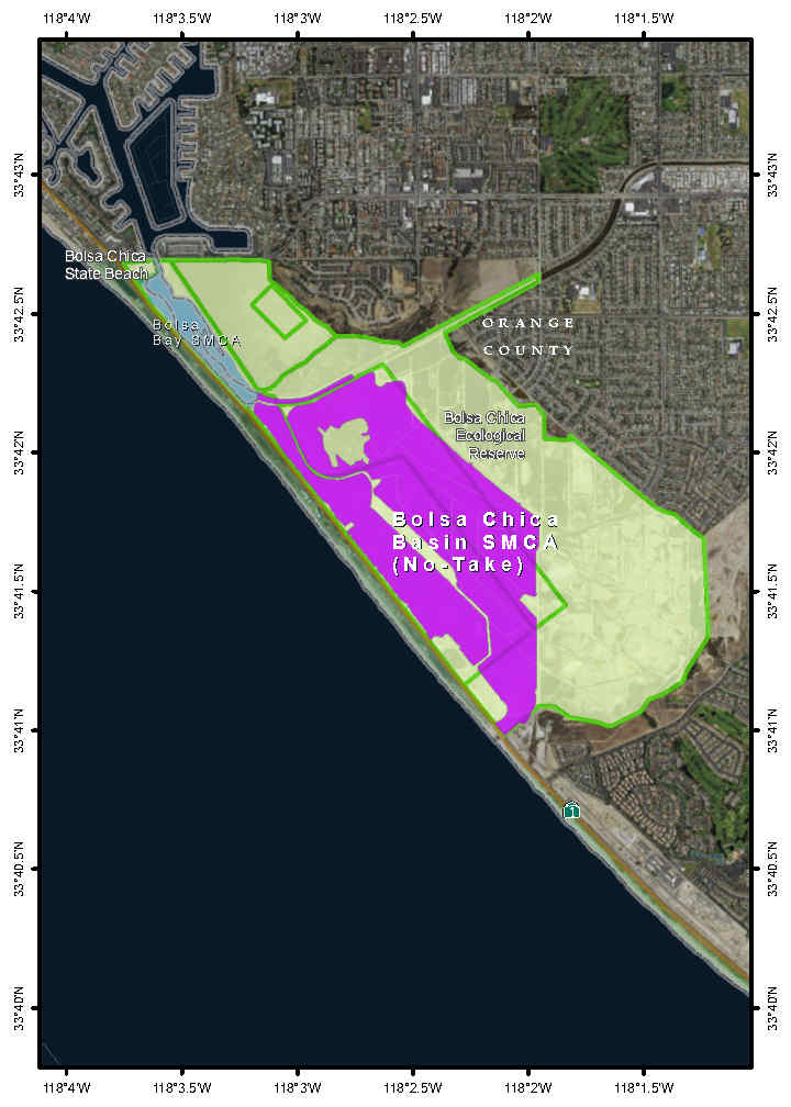 Map of Bolsa Chica Basin State Marine Conservation Area - click to enlarge in new tab